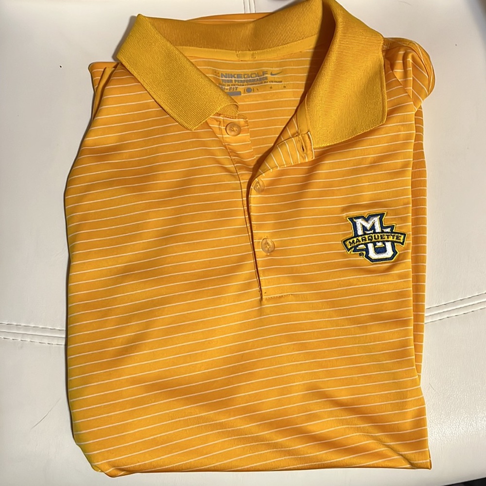 Marquette Golden Eagles Gold/Yellow Nike Dri-Fit Golf Polo Size Large